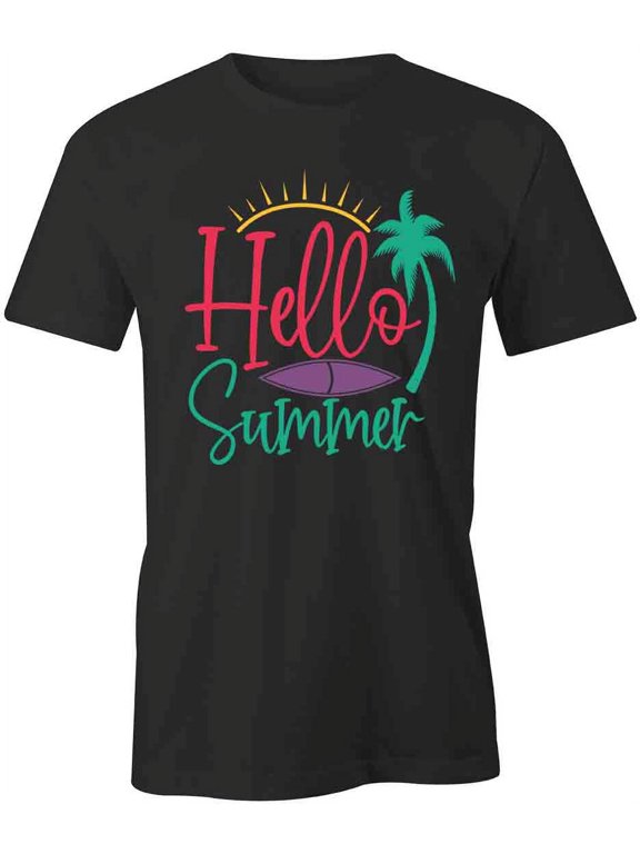 Hello Summer T-Shirt | Cool Summertime Black Tee Gift