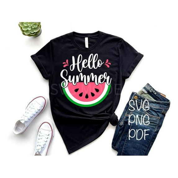 Hello Summer T-shirt, Summer T-shirt, Summer T-shirt, Summer T-shirt, Summer Cut File For Cricut, Watermelon T-shirt.