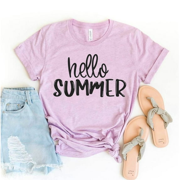 Hello Summer T-shirt Women's Season Top Vacation Shirts Holiday Tshirt Beach Shirt Nature Lover Gift Family Tee