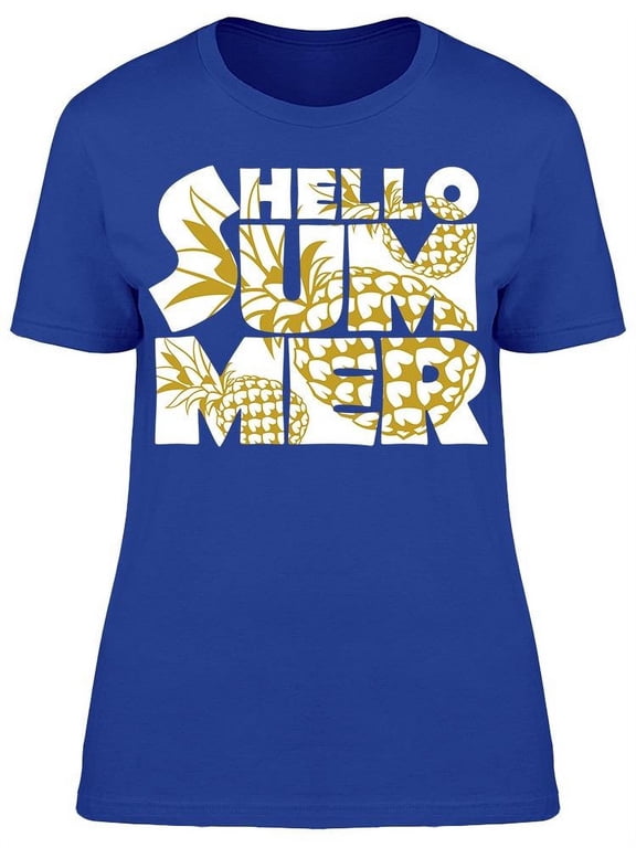 Hello Summer, Texture Font T-Shirt Women -Image by Shutterstock, Female Small
