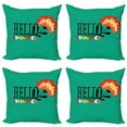 thumbnail image 1 of Hello Summer Throw Pillow Cushion Case Pack of 4, Lettering with Colorful Blooming Flowers, Modern Accent Double-Sided Print, 4 Sizes, Sea Green Black, by Ambesonne, 1 of 2