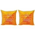 thumbnail image 1 of Hello Summer Throw Pillow Cushion Cover Pack of 2, Typographic Layout Abstract Style Colorful Season, Zippered Double-Side Digital Print, 4 Sizes, Mustard Orange, by Ambesonne, 1 of 2