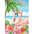 thumbnail image 1 of Hello Summer Tropical Flamingo Flower Decoration Seaside House Flag Holiday Party Beach Coastal Floral Outdoor Yard Flag 28" x 40", 1 of 6