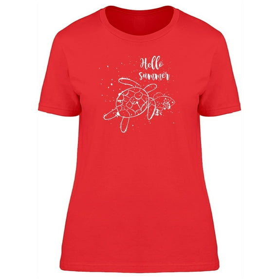 Hello Summer Turtle & Fish T-Shirt Women -Image by Shutterstock, Female Small