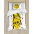 thumbnail image 1 of Hello Summer Twin Size Duvet Cover Set, Abstract Retro Style Lettering in Black Font Across a Round Shape in Yellow, Decorative 2 Piece Bedding Set with 1 Pillow Sham, Mustard Black, by Ambesonne, 1 of 3