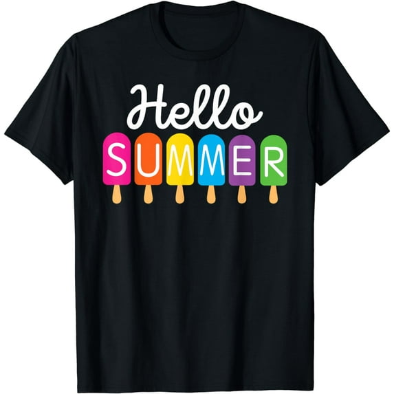 Hello Summer Vacation Beach Ice Cream Popsicle Summer Vibes T-Shirt