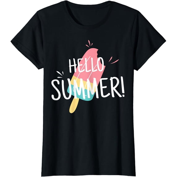 Hello Summer Vacation Ice Cream Popsicle Ice Lolly T-Shirt