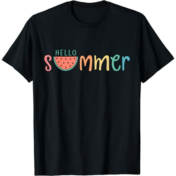 Hello Summer Vacation Watermelon Gift T-Shirt Black Large