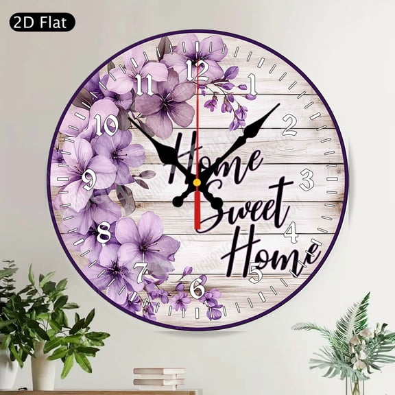 Hello Summer Vibrant Floral Ladybug Round Wall Clock Silent Non-Ticking Farmhouse Garden Home Decor