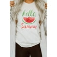 thumbnail image 1 of Hello Summer Watercolor Watermelon Graphic Tee T-Shirt, 1 of 5