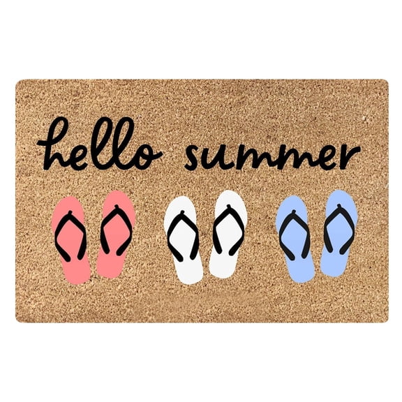 Hello Summer Watermelon Coir Doormat, 31.5x19.69inch Non-Slip Welcome Mat, Outdoor Indoor Decorative Entryway Rug, Floor Mat, Housewarming Gift, Summer Farmhouse Home Decor, Hello Sunshine Carpet