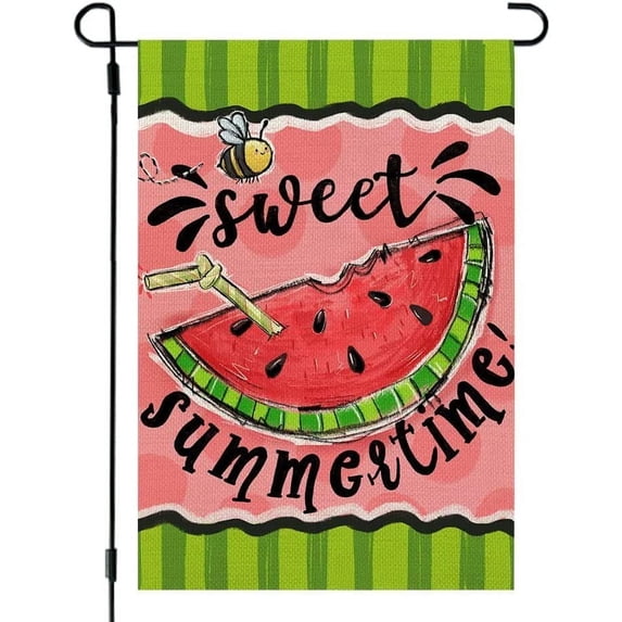 Hello Summer Watermelon Garden Flag 12.5x18in, Home Outdoor Yard Holiday Flag Decoration -C
