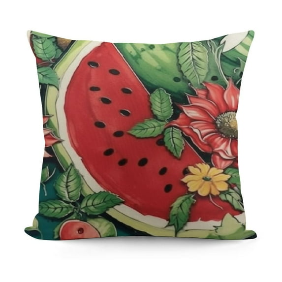 Hello Summer Watermelon Table Runner, Tropical Fruit Kitchen Dining Table Decor, Seasonal Burlap Home Decoration Indoor Outdoor Party Supply