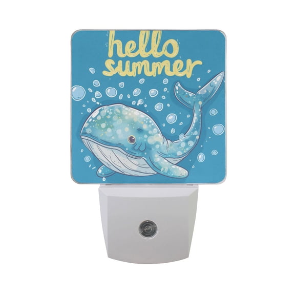 Hello Summer Whale Night Light 2 Pack LED Nightlight Plug into Wall Dusk to Dawn Sensor Soft White