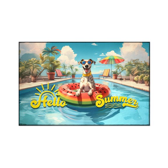 Hello Summer Whippet Pool Day on Watermelon Float Indoor Rug Dog Lover Carpet Living Bed Room Sofa Home Decor - 13008