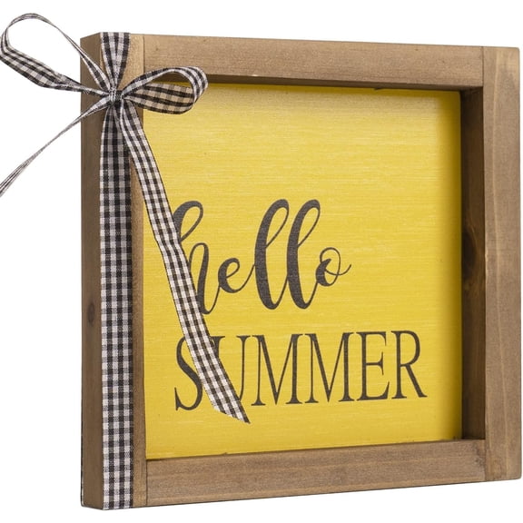 Hello Summer Wooden Sign, Summer Decorations for Home, Summer Decor Indoor Office Farmhouse Table Mantel Wood Wall Decor