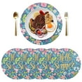 thumbnail image 1 of Hello Summer with Flowers Black Round Placemats Plate Mats 15 Inch Non-Slip Heat Resistant Washable PVC Set Indoor for Kitchen Dining Table 4PCs, 1 of 6