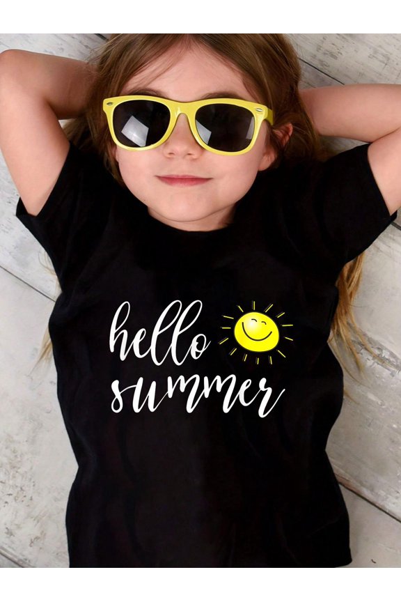 Hello Summer with happy sun for summer vacation & Holidays Kids T-Shirt for Men Women Kids
