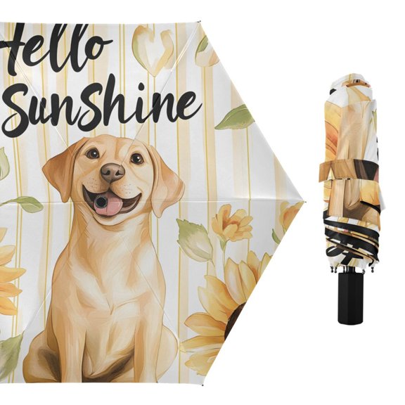 Hello Sunflower Dog Compact Sun Umbrella Windproof Travel Umbrellas for Rain Strong Portable UV Protection