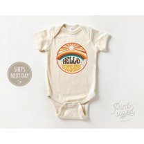 Hello Sunshine Baby Onesie, Retro Summer Bodysuit, Cute Baby Onesie Cute Baby Onesie, BABY BODYSUIT LAT 4424