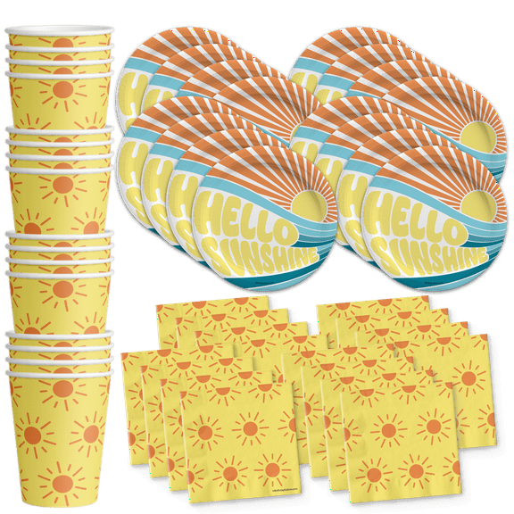 Hello Sunshine Birthday Party Supplies Set Plates Cups and Napkins Tableware Kit for 16