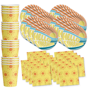 Hello Sunshine Birthday Party Supplies Set Plates Cups and Napkins Tableware Kit for 16