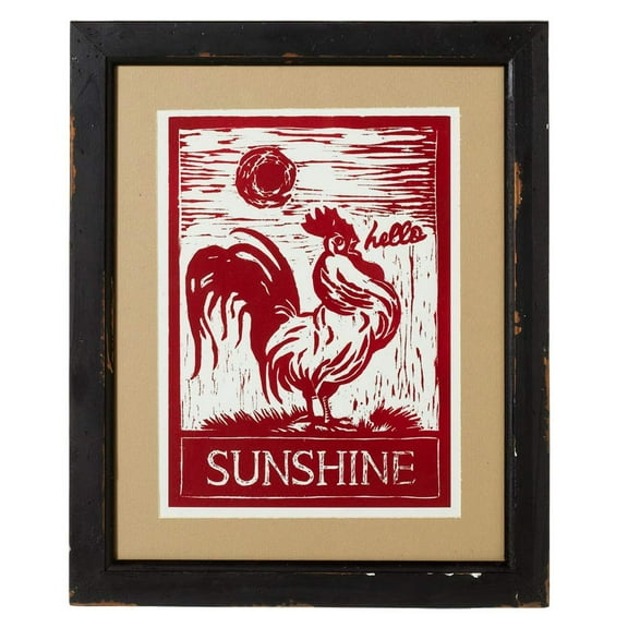 Hello Sunshine Country Rooster Framed Wall Art