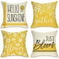 thumbnail image 1 of Hello Sunshine Decorative Throw Pillow Cover 18 x 18 Set of 4, Spring Summer Yellow Daisy Floral Flower Porch Patio Outdoor Pillowcase, Just Bloom Gather Sofa Couch Cushion Case Home Decor, 1 of 6
