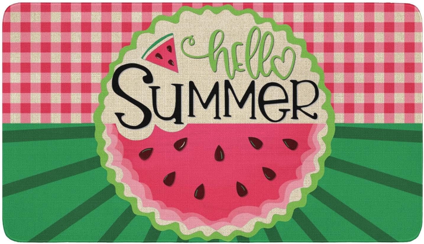 Hello Sunshine Door Mat 30 X 17 Inch Funny Summer Watermelon Door Mat Indoor Outdoor Entrance Floor Mat Non Slip Summer Decor Rubber Welcome Mats