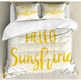 thumbnail image 1 of Hello Sunshine Duvet Cover Set King Size, Halftone Motif Background with Doodle Style Vintage Sun, Decorative 3 Piece Bedding Set with 2 Pillow Shams, Orange Yellow and Pale Eggshell, by Ambesonne, 1 of 3