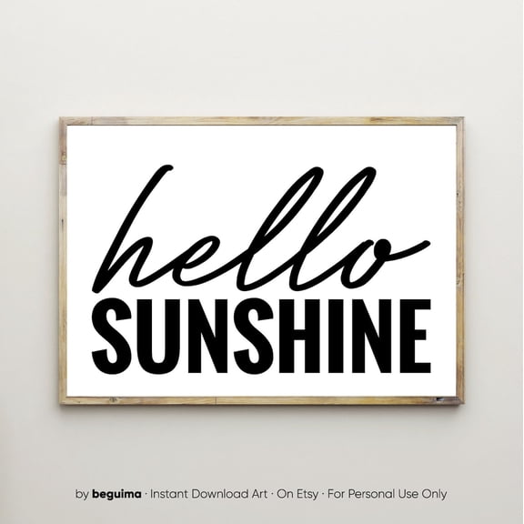 Hello Sunshine Entryway Prints Nursery Decor Wall Art Bedroom Baby Unframed Paper Print