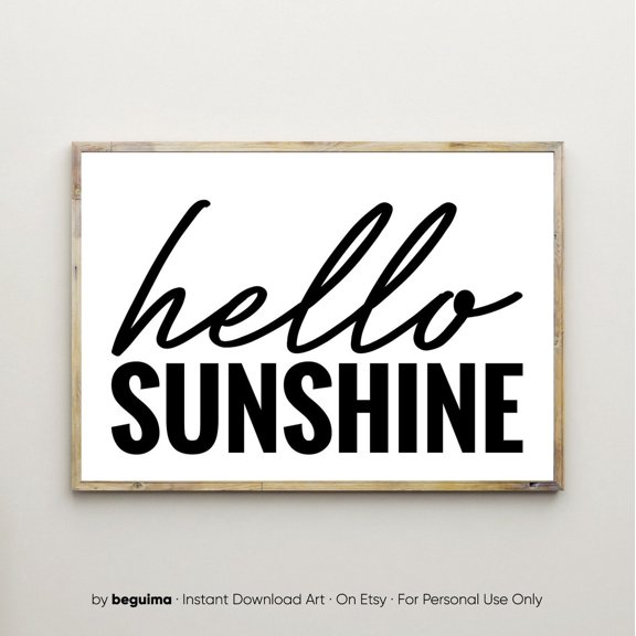 Hello Sunshine Entryway Prints Nursery Decor Wall Art Bedroom Baby Unframed Paper Print