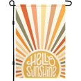 thumbnail image 1 of Hello Sunshine Garden Flag Boho Rainbow Sun 70s Groovy Garden Flag 12.5x18 inch Double Sided Small Burlap Yard Flag Vertical Seasonal Farmhouse Wedding Yard Outside Decorations, 1 of 6