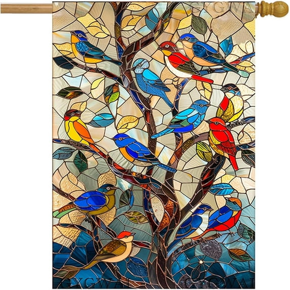 Hello Sunshine House Flag 28x40 Inch Double Sided Outside, Sunrise Watercolor Style Large Yard Flag for Summer Party Holiday Outdoor Decoration