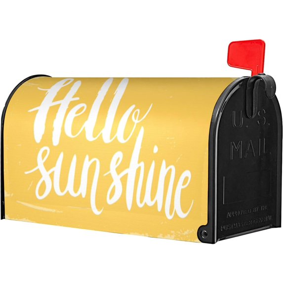 Hello Sunshine Mailbox Covers Magnetic Standard Size, Spring Summer Magnetic Mailbox Covers Mailbox Wraps Post Letter Box Cover for Holiday Outside Yard Decor 18"x21"