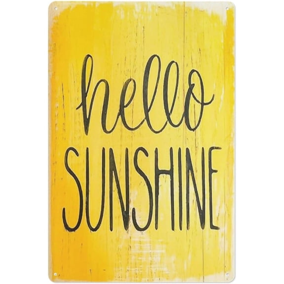 Hello Sunshine Metal Tin Sign 8x12 Inch Rustic Summer Wall Decor Plaque for Home Garden and Porch