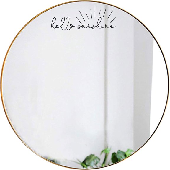 Hello Sunshine Mirror Decal Vinyl Bathroom Wall Sticker Shower Door or Car Dcor, Set of 2 (Black/White, 6.5 x 2.6 Inch)
