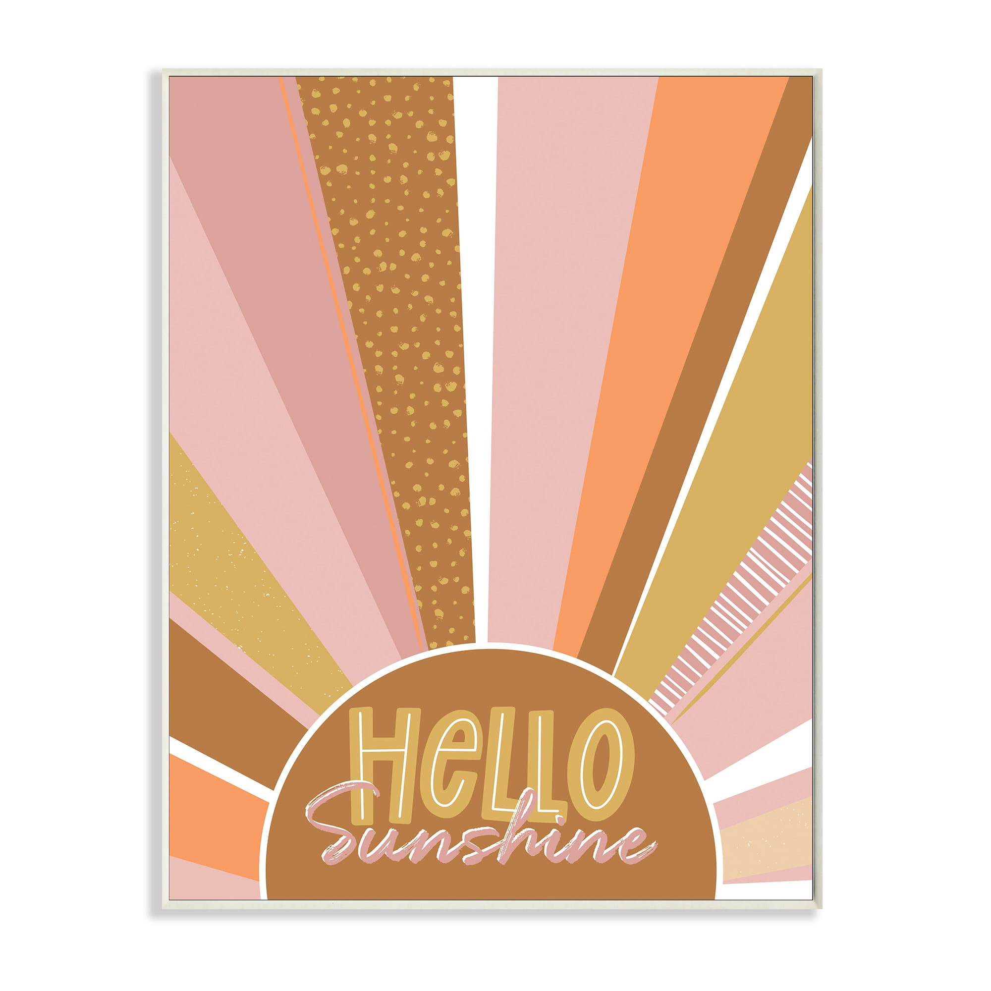Stupell Industries Hello Sunshine Phrase Patterned Summer Sunrays,13 x 19,Designed by Angela Nickeas