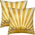 thumbnail image 1 of Hello Sunshine Pillow Covers 18x18 Inch Set of 2 Summer Boho Sun Pillow Cases Sunset Sunrise Outdoor Pillowcase Farmhouse Decorative Yellow Cushion Cases for Living Room Couch Sofa, 1 of 1
