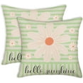 thumbnail image 1 of Hello Sunshine Pillow Covers 20 x 20 Inch Set of 2, Daisy Flower Spring Outdoor Farmhouse Stripes Throw Pillows, Spring Summer Decorations Cushion Case for Couch Living Room Bedroom, Green, 1 of 5