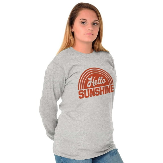 Hello Sunshine Positive Vibes Beachy Women's Long Sleeve T Shirt Brisco Brands S