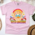 thumbnail image 1 of Hello Sunshine Retro T-Shirt – Hippie Summer Vibe Graphic Tee, Light Pink, Size M, 1 of 6