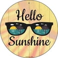 thumbnail image 1 of Hello Sunshine Round Metal Sign Sunglasses Beach Sea Palm Trees Home Decor Size: 12 x 12 inch, 1 of 5