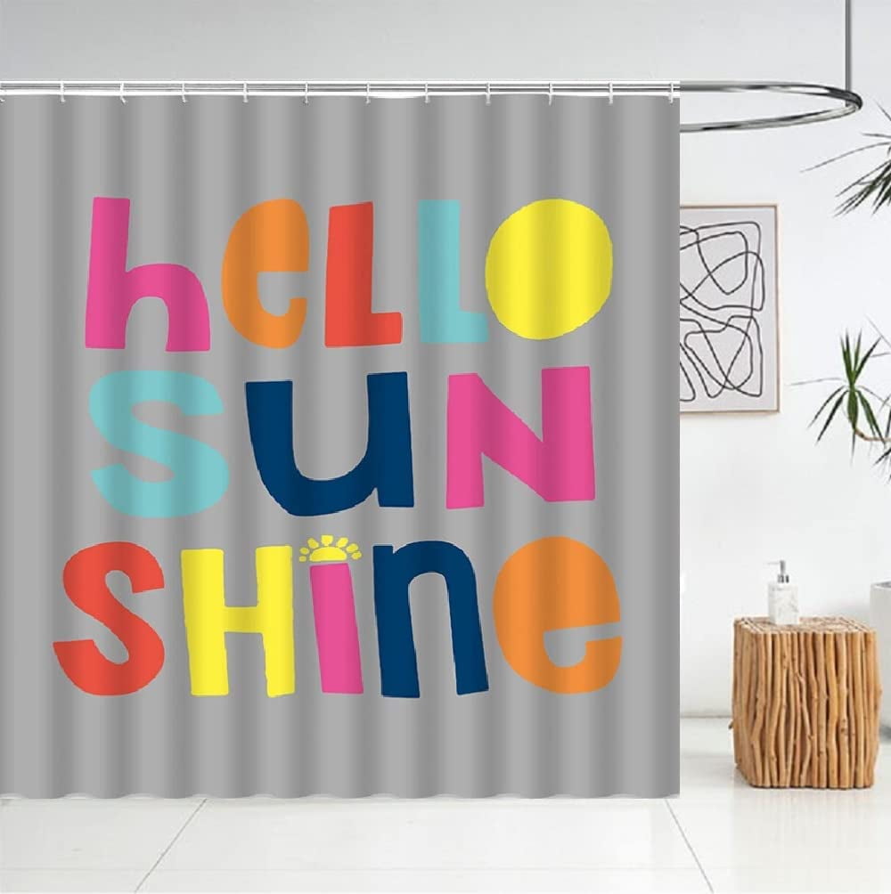 Hello Sunshine Shower Curtain Cartoon Colorful English Letter Hello hello-sunshine-shower-curtain-cartoon-colorful-english-letter-hello