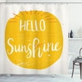 thumbnail image 1 of Hello Sunshine Shower Curtain, Hand Drawn Lettering Hello Sunshine Uplifting Words Summer Season, Fabric Bathroom Set with Hooks, 69W X 84L Inches Extra Long, Orange and Champagne, by Ambesonne, 1 of 3