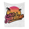 thumbnail image 1 of Hello Sunshine Soft Flannel Fleece Throw Blanket, Retro Style Palm Trees and Stripes Sixties Vintage Colors, Cozy Plush for Indoor and Outdoor Use, 50" x 70", Orange Pink, by Ambesonne, 1 of 5