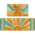 thumbnail image 1 of Hello Sunshine Spring Summer Kitchen Rugs Set of 2, Boho Watercolor Sun Seagulls Kitchen Mats Decor, Bohemian Seasonal Floor Door Mat Home Decorations -17x29 and 17x47 Inch, 1 of 6