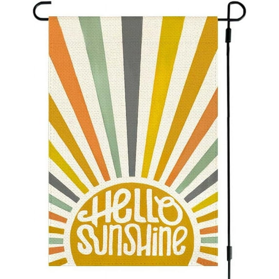Hello Sunshine Summer Garden Flag 12.5x18 Double Sided for Outside, Colorful Sunshine Seasonal Yard Flag Outdoor Farmhouse Decoration 14-12