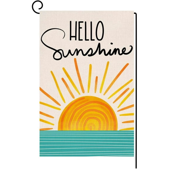Hello Sunshine Summer Garden Flag 12.5x18 Vertical Double Sided Farmhouse Holiday Outside Decorations Burlap Yard Flag BW285