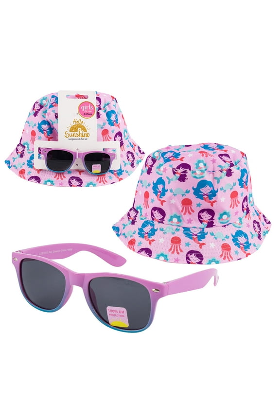 Sunglasses & Hat Set - 100% UV Protection - Girls For Age 0-3 Years - Mermaid